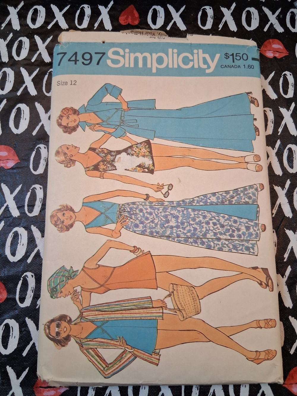 Simplicity Blue and Tan Vintage Swimwear & Coverup Pattern